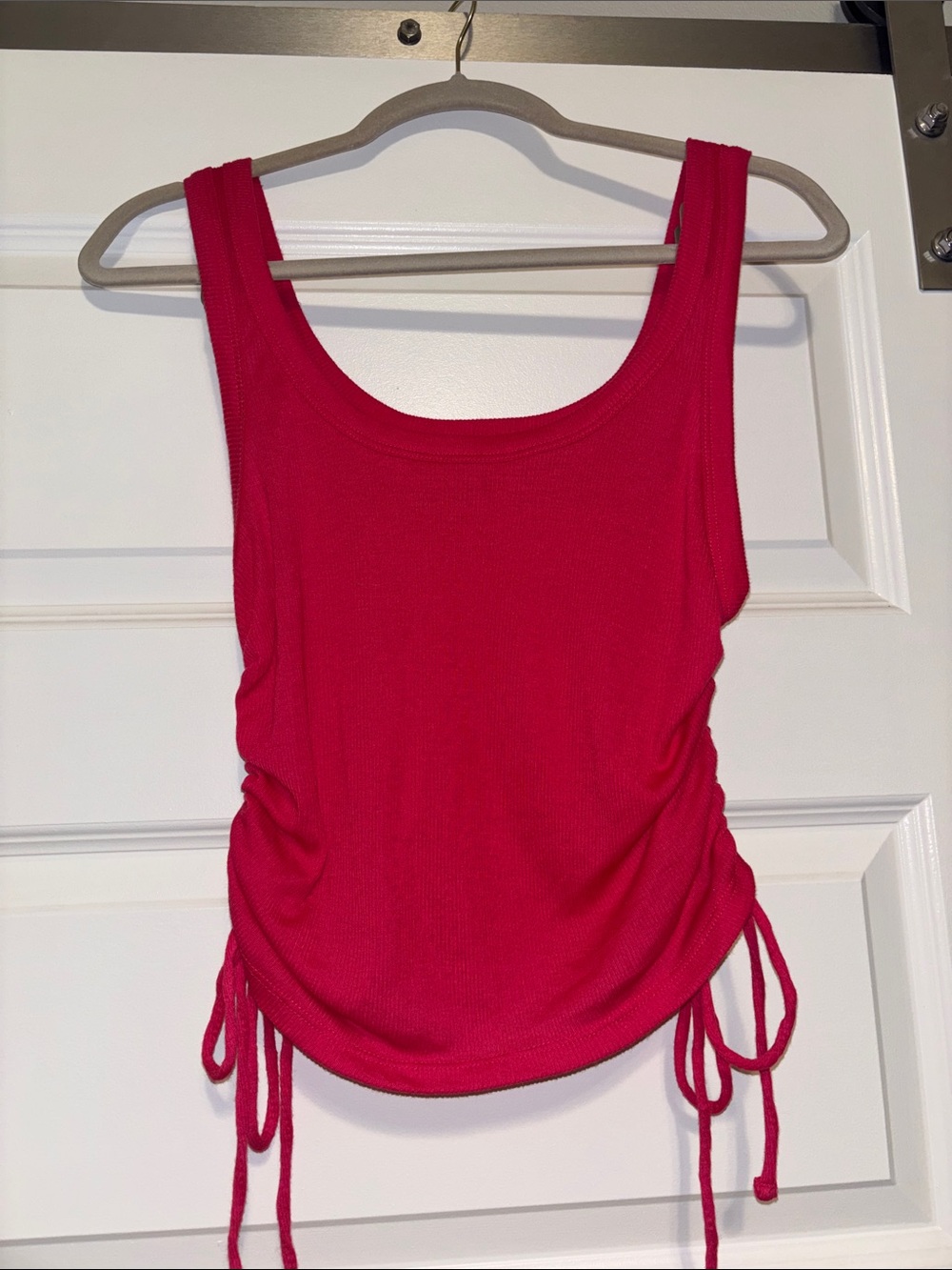 FP Movement by Free People Magenta Ruched Side-Tie Tank